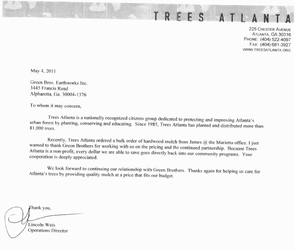 Trees Atlanta - testimonial